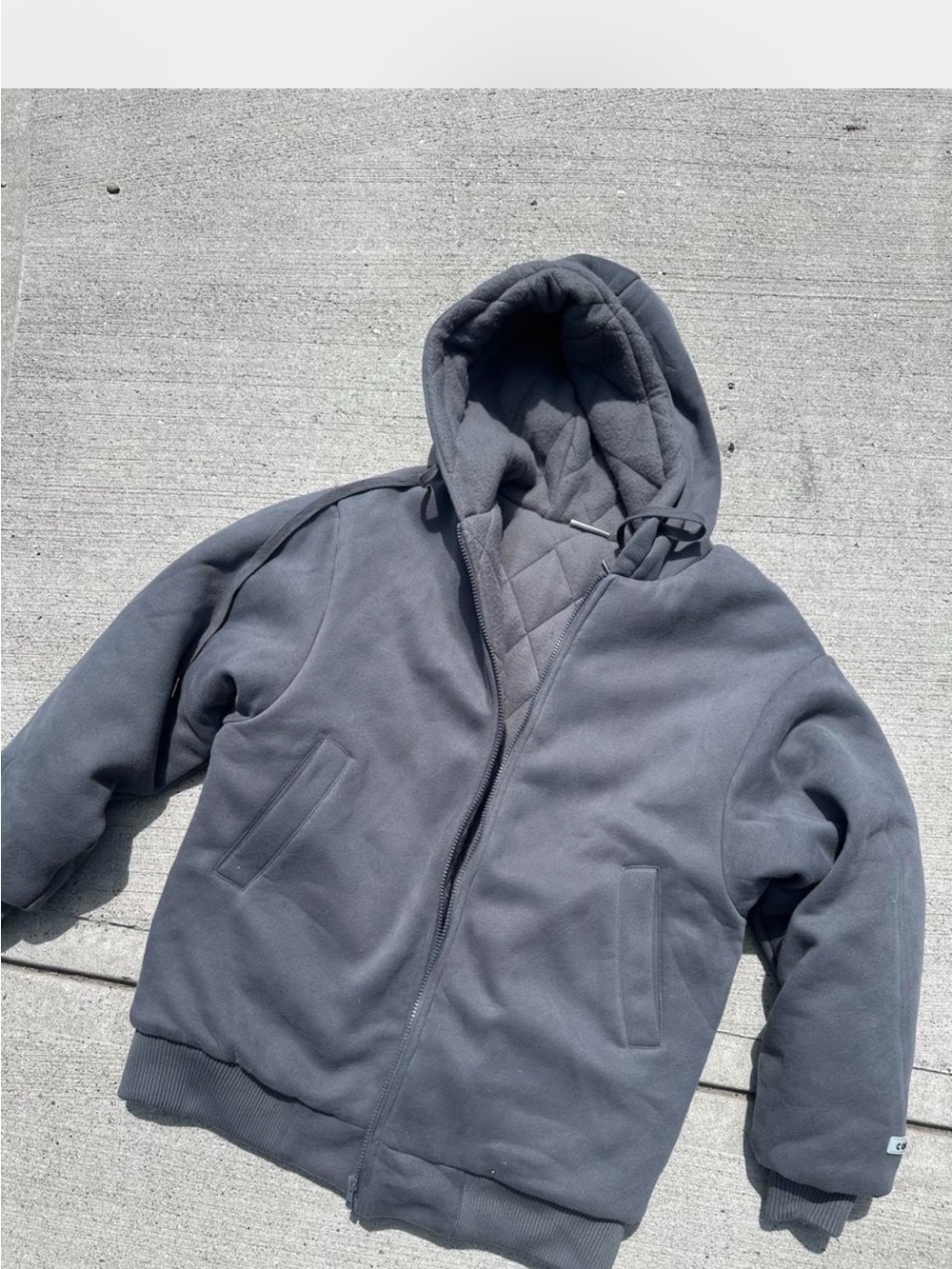 Quilted-Lined Hooded Jacket - Charcoal Gray